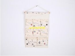 Storage Bags 200pcs/lot 34 48cm Cotton Linen Wall Hanging Door Pouch Bedroom Home Office Organiser 8 Pockets