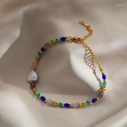 Charm Bracelets Fashion Jewelry Accessories Heart Shaped Natural Baroque Pearl Bracelet Women Original Korean Design Crystal Bangles