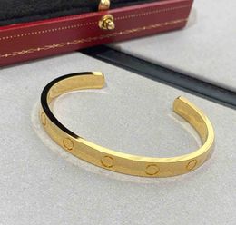 2023 V gold material Luxury quality Charm opened bangle with round design in three Colours plated have stamp box PS4499A