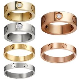 titanium steel Love Ring women men promise silver gold Wedding Rings for lovers couple jewelry with dust bag257w