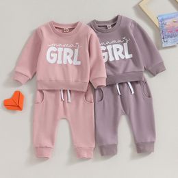 Clothing Sets 0725 Lioraitiin 03Y Toddler Baby Girl Fall Clothes Mama Pullover Sweatshirt and Jogger Pants Set Outfits Tracksuit 230919