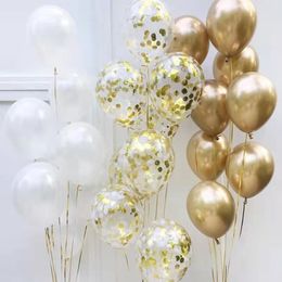 Party Decoration 15pcs Metal Chrome Gold Silver Latex Balloons Decor Rose Golden Transparent Confetti Balloon Wedding Birthday Air 230920