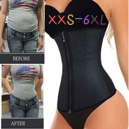 XXS-6XL Corset Body Shaper Latex Waist Trainer Cincher Zipper Underbust Weight Loss Slimming Shapewear Hourglass Belt Women Plus271d