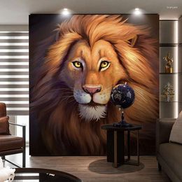 Wallpapers Custom Any Size Mural Wallpaper 3D Sereo Hand Painted Oil Painting Golden Lion Animal Wall Paper Living Room TV Sofa Study