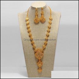 Jewellery Settings Dubai India Gold Colour Sets For Women African Flower Necklace Earrings Party Bridal Accessories 201215 Drop Dhgarden Otgmy