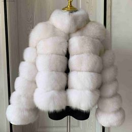 Women's Fur Faux Fur 2023 New Luxury Real Fox Fur Coat Women's Winter Warm Natural Fur Jacket with Stand Neck Design Fashion Women's Raccoon Fur Coat L230920