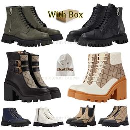 2023 New Pattern Martin Boots High Heel Womens Desert Boots Leather Boots Zipper Combat Boot Anow Boot Lace-Up Boots Ankle Boots Vintage Print Rubber Boot With Box