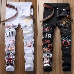 Mens Jeans High Street Fashion Mens Jeans Night Club Black White Colour Personal Designer Printed Jeans Men Punk Pants Skinny Hip Hop Jeans 230920