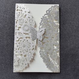 Greeting Cards 10pcs Glitter Butterfly Invitation Card Envelopes Wedding Engagement Mariage Christening Baptism Party Decor Favour Supplies 230919