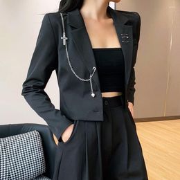 Women's Jackets Trendy Fashion Black Cropped Jacket Shirt For Women Ladies Clothes Office Birthday Outfit Clothing Vintage Tops Coat 2023