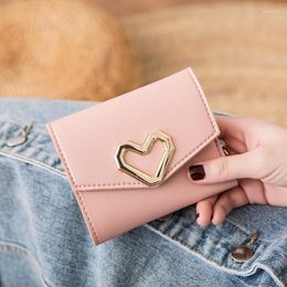 Wallets Fashion Short Wallet Women's Korean-Style Heart-Shaped Small Simple Square Trifold Coin Purse