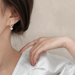 Dangle Earrings 925 Sterling Silver Love Tassel Asymmetric Micro-inlaid Women Fashion Fine Jewelry Heart-shaped For