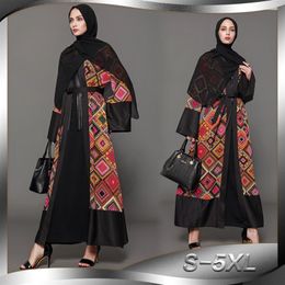 Plus Size 5XL Abaya Dubai Printed Plaid Hijab Muslim Dress Qatar UAE Abayas Women Jilbab Robe Musulmane Turkish Islamic Dress331L