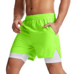 Men's Shorts Mens 2 In 1 Running Light Green Jogging Quick Drying Gym Fitness Sport Bodybuilding Training Double Deck