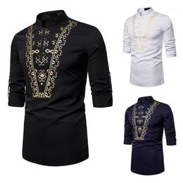 Mens Hipster African Tribal Dashiki Dress Shirts Long Sleeve Slim Fit Casual Shirt Men African Traditional Clothing Tops1312L