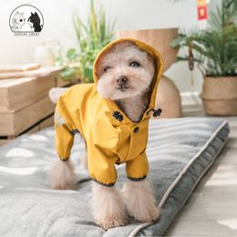 Dog Apparel Pet Cat Raincoat Hooded Reflective Puppy Small Rain Coat Clothes Waterproof Jacket for Dogs Soft Breathable Mesh 230919