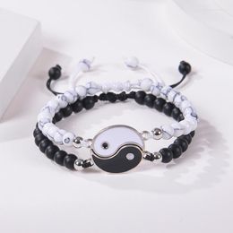 Charm Bracelets Stylish And Simple 2023 Tai Chi Bagua Bracelet Hand-woven Frosted Stone White Pine Men's Leather Jeweler