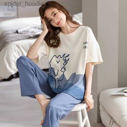 Women's Sleep Lounge Spring Cartoon Nightwear Kawaii Girls PJ Young Women Pajama Sets Pyjamas Femme Sleepwear Female Loungewear Pijama Mujer Homewear L230920