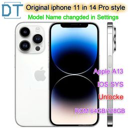 A+Excellent Condition,100% Apple Original iphone 11 in iphone 14 pro 13 pro style phone Unlocked with 13pro box 4G RAM 64GB/128GB ROM smartphone