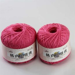 2BallsX50g Soft Cotton Yarn Thread Crochet Lace Sweaters Knitting Crocheted 16103-2 Berry Pink205B