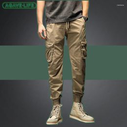 Men's Pants Fashion Loose Straight Sport Casual Pant Men Solid Colour Drawstring Haren Young Male Multi-pocket Trousers Wholesale