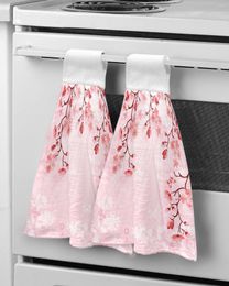 Towel Butterfly Flower Branch Petal Pink Hand Microfiber Fabric Hanging For Bathroom Kitchen Quick Dry