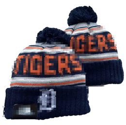 Tiger Beanies Cap Wool Warm Sport Knit Hat Hockey North American Team Striped Sideline USA College Cuffed Pom Hats Men Women
