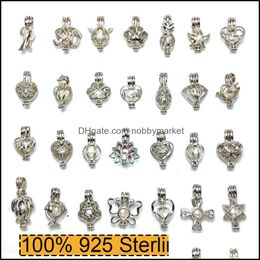 Jewellery Settings 100% 925 Sterling Sier Pearl Necklace Locket Cages Pendant Diy 15X25Mm 28 Styles Fashion Christmas Drop Deli Dhgarden Otjma