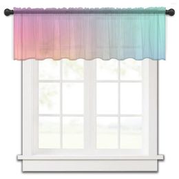 Curtain Pink Blue Purple Teal Gradient Kitchen Small Tulle Sheer Short Bedroom Living Room Home Decor Voile Drapes