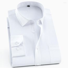 Men's Dress Shirts Over Sized 8XL Cotton Long Sleeve Shirt For Men Solidcolor Slim Fit Formal Plain White Black Business Office Tops
