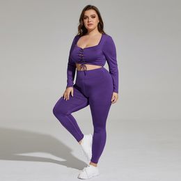 Plus size Dresses Size Fitness Breathable High Strecth Leggings and Bra 2 Piece Sets Quick Dried Running Yoga Dress Waist Sports Pants 230919