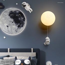 Wall Lamp Creative With 3D Printing Moon Lights Children Kids Baby Cartoon Bedroom Bedside Light Decor Fixtures