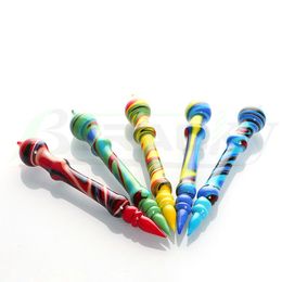 Beracky Colored Dab Tools For Concentrates Wax Smoking Qaurtz Bangers Glass Water Bongs Dab Rigs Water Pipes Bons For Smoking