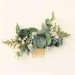 Christmas Decorations Handmade Greenery Eucalyptus Bridal Hair Comb Wedding Boho Headpiece Romantic Dried Flower For Bridesmaids 230919