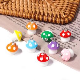Charms 10pcs/Lot 16x12mm Colourful Mushroom For Jewellery Making Acrylic Pendant DIY Earring Necklace Accessories Wholesale