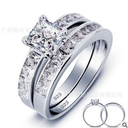 New Real 925 Sterling Silver Wedding Ring Set for Women Silver Wedding Engagement Jewellery Whole N64287z