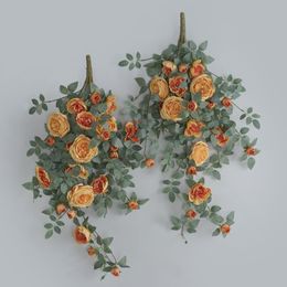 Christmas Decorations Artificial Rose Rattan Simulation Flower Garland Lifelike Leaves Wall Hanging Greenery Home Decoration Wedding Ornament DIY Gift 230919