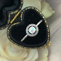 Cluster Rings Double Faie Amazing OPAL STONE For Women White Gold Color Midi Finger Ring Gift Girls Fashion Jewelry R848