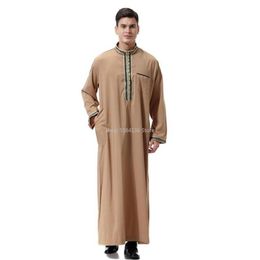 Ethnic Clothing Men Arabic Dubai Cotton Mens Formal Thobes Long Sleeve Muslim Robe Islamic Arab Kaftan Prayer Wear2683