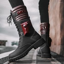 Boots 2023 Fashion Men's Motorcycle Winter Gothic Punk Men Shoes High Quality Black Top Casual Boot Man Leather