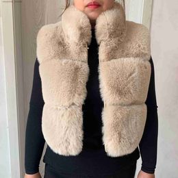 Women's Fur Faux Fur 2023 new Women's faux fur vest short plus stand collar fashion autumn-winter women fur vest fluffy artificial fur jacket L230920