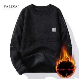 Men's Sweaters FALIZA New Winter Thick Warm Mens Pullovers Sweaters High Quality Comfortable Padded Knit Sweater Jumper Trendy Mens Clothes J230920