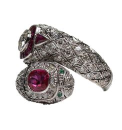 Antiker Art-Deco-Ring aus 925er-Sterlingsilber mit Rubin und weißem Saphir, Jubiläumsgeschenk, sagen wir Größe 5 126149787