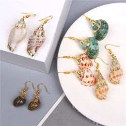 Hoop Huggie Natural Shell Earrings Drop Women Boho Pendant Earring Hanging Statement Dangle Sea Summer Beach Jewellery 230920