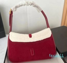 fashion Fashion Shoulder Underarm Bag 14Handbag Purse Tote Bags Leather Handle 2Letters Lamb Wool Solid Color Wallets 3TA9