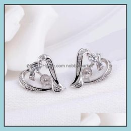 Jewellery Settings Hopearl Diy Earring Heart Design 925 Sterling Sier Zircon Stud Mounting 3 Pairs Drop Delivery Dhgarden Otolh