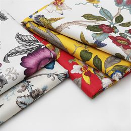 Wide 57 Thick Printed Linen-like Upholstery Sofa Fabric Pillow Cover Material By the Yard Flower and bird series329C
