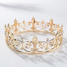 Metal Crowns And Tiaras For Men Royal Full King Crown Prom Party Hats Costume Cosplay Hair Accessories Gold Clips & Barrettes268H