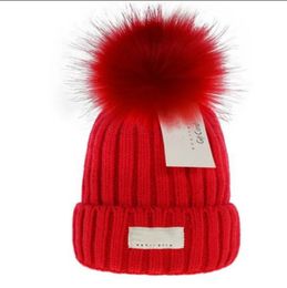 Fashion brand designer hat Woollen hat fashion fur ball winter warm hat young couple with the same pullover knitted hat ear protection parent-child hat