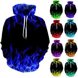 Men's Hoodies Sweatshirts Colorful Flame Hoodie Men Women 3D Digital Fire Printed Hooded Pullover 2022 Autumn Casual Funny Unisex Streetwear 230920